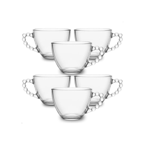 Xícara de Vidro 240ml com Alça – Jogo com 6 ou 12 Peças – Transparente, Elegante e Versátil para Café, Chá e Capuccino