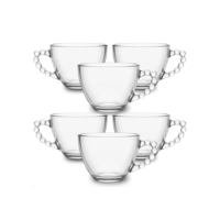 Xícara de Vidro 240ml com Alça – Jogo com 6 ou 12 Peças – Transparente, Elegante e Versátil para Café, Chá e Capuccino