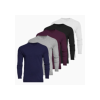 Kit 5 Camisetas Manga Longa Masculinas Slim Algodão 30.1 Zaroc (BR, Alfa, G, Regular, Preto/Marinho/Cinza/Branco/Bordô)