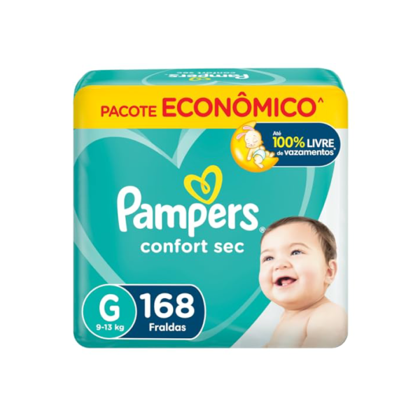 Fraldas Pampers Confort Sec G 168 Unidades, Pampers