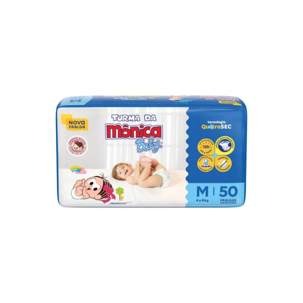Fralda Descartável Baby M Pacote 50 Unidades Turma da Mônica
