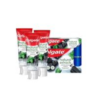 Colgate Creme Dental Vegano Natural Extracts Carvão e Menta, Dentes Mais Brancos, Sem Gluten, Com Flúor, 90g - 3 unidades