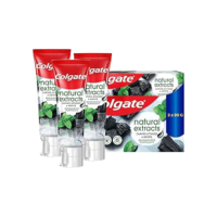 Colgate Creme Dental Vegano Natural Extracts Carvão e Menta, Dentes Mais Brancos, Sem Gluten, Com Flúor, 90g - 3 unidades