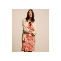 Vestido Curto em Viscolinho com Conchas Estampadas Laranja