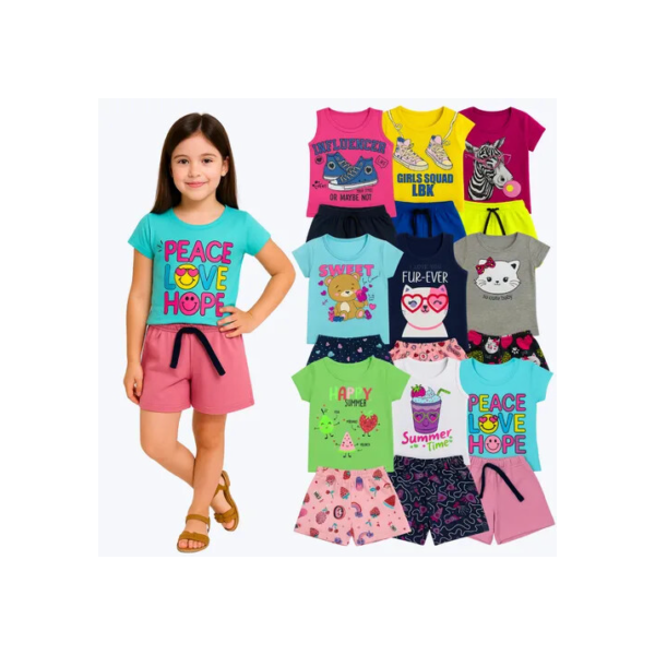 Kit 10 Peças De Roupa Conjunto Infantil Menina = 5 Conjuntos