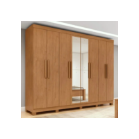 Guarda-roupa Casal Easy Slim 8 Pts C/ Espelho E Pés Amendoa - Marrom