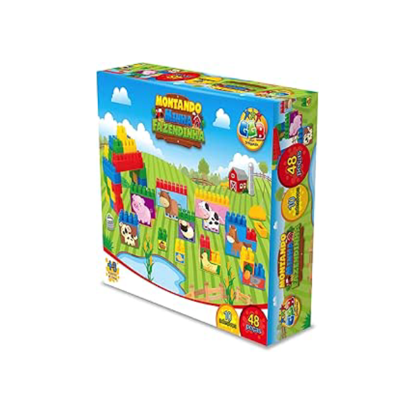 Blocos de Montar Montando Minha Fazendinha 48 Peças, GGB Plast, Multicor, 362