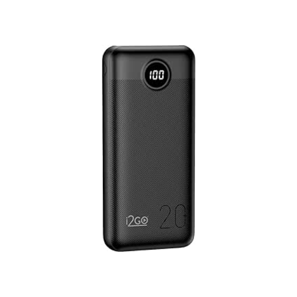 I2GO, Carregador Portátil (Power Bank) Ultra Rápido 20000mAh, Power Delivery 20W, 2 Saídas USB + 1 Saída/Entrada USB-C, Preto, i2GO PRO