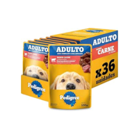Pack Ração Úmida Pedigree Sachê Carne ao Molho para Cães Adultos 100 g - 36 unidades
