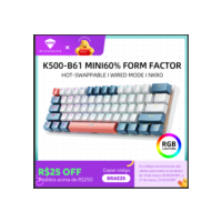 Machenike K500-B61 Mini Teclado Mecânico Formato 60% com Fio, Teclas Removíveis, Retroiluminação RGB, 61 Teclas para Jogos.