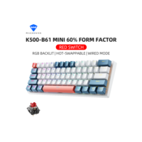 Machenike K500-B61 Mini Teclado Mecânico Formato 60% com Fio, Teclas Removíveis, Retroiluminação RGB, 61 Teclas para Jogos.