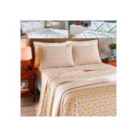 Jogo de Cama 100% Algodão Queen 4 peças Lençol com Elástico Percal 130 Fios - Dohler