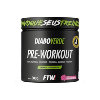 FTW Pré-Treino Diabo Verde - Energia Extrema, Força e Foco - Potência Hardcore com Cafeína, Beta-Alanina - Para Treinos Intensos - sabor:Algodão Doce - Pote 300g