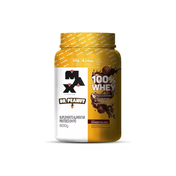 100% Whey Protein 900g Pote - Max Titanium X Dr Peanut Sabor Bombom Italiano
