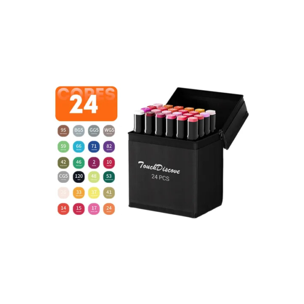 Conjunto Canetas Marcador Canetinha Ponta Dupla 24 Cores Kit