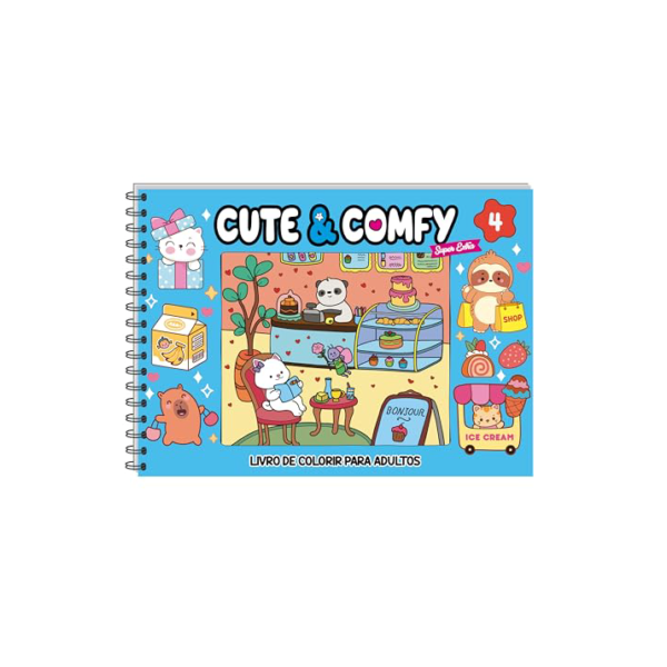 Cute & Comfy Super Extra Edição 04 - Livro de Colorir Adulto - Capa Dura Holográfica