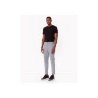calça slim xadrez com bolsos cinza