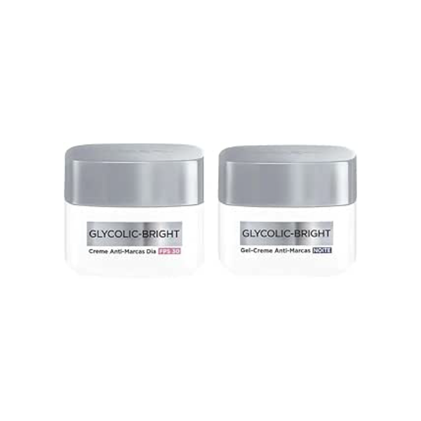 Kit L'Oreal Paris Anti-Marcas Glycolic-Bright Creme dia FPS30 49g + Gel-Creme noite 49g