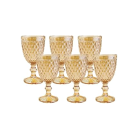 Jogo De Taças Com 6 Peças Vidro Transparente 300ml (DOURADO)