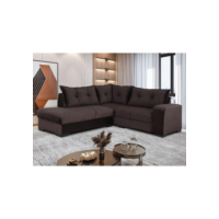 Sofá de Canto 3x2 Lugares Marrom Design Estofados Veneza