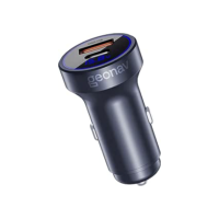 Geonav Carregador Veicular SuperPower Ultrarrápido Duo 38W, 2 portas - 1 USB (18W Quick Charge) e 1 USB-C (20W Power Delivery), CH38PDQC, Alumínio Cinza