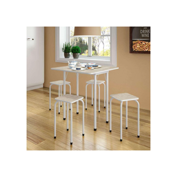 conjunto de mesa de cozinha dobrável com 4 lugares asti branco e narita