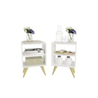 Kit 2 Mesas de Cabeceira Retro para Quarto Casal ou Solteiro Nicho Decoração Palma