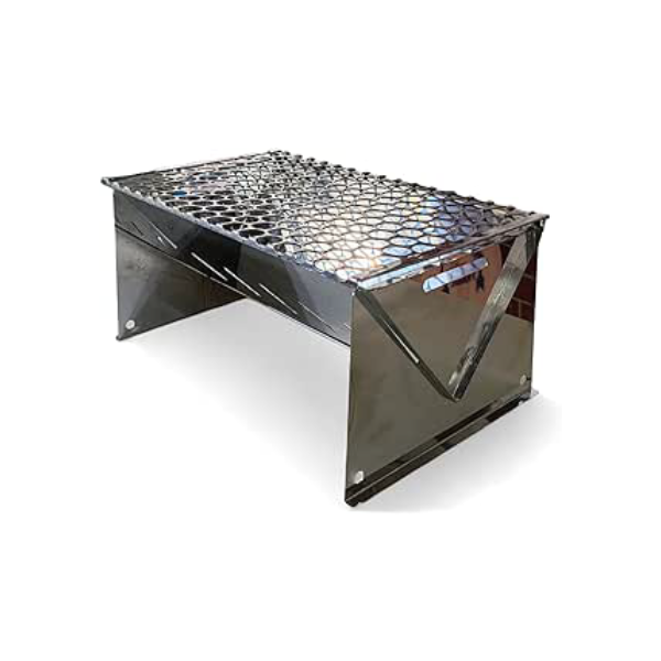 Churrasqueira Portatil Inox Móvel 23x38x18 Cm - Aço Inox