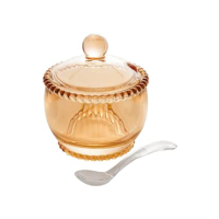 Wolff Pearl Açucareiro de Cristal com Colher, Laranja (Âmbar), 10 x 8 x 7 cm