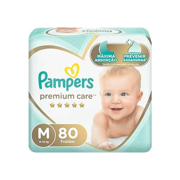 Fralda Pampers Premium Care M - 80 fraldas