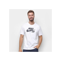 Camiseta Nike Sb Logo Masculina - Branco+Preto