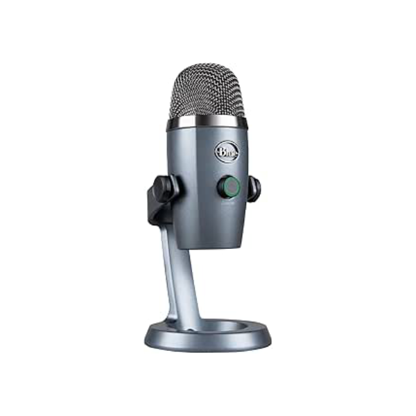 Microfone Condensador USB Logitech For Creators Blue Yeti Nano com Captação Cardióide e Omnidirecional, Efeitos BLUE VO!CE, Conexão Plug and Play para Podcast, Gravação e Streaming em PC e Mac - Cinza
