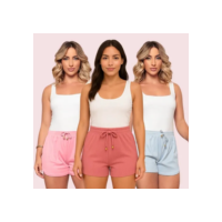 Kit Com 3 Shorts Malha Canelada Promoção Queima De Estoque