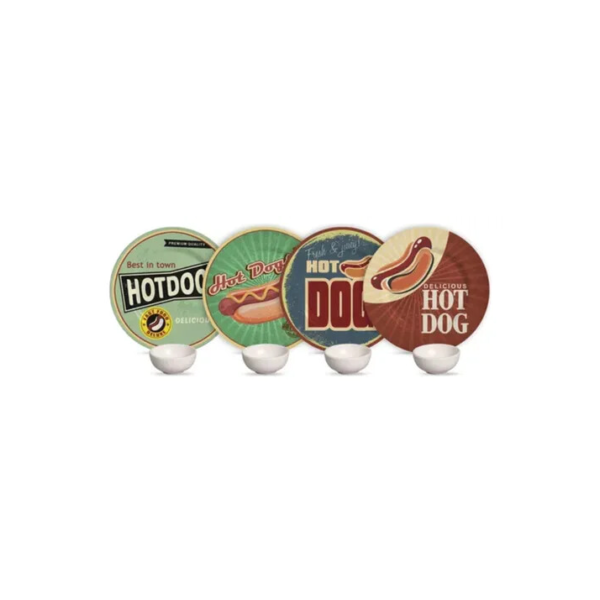 Kit Louça Hot Dog Colecionável Sobremesa 8 Unidades Alleanza Estampado