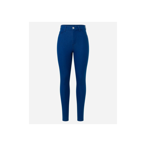 Calça Skinny Jeans com Cintura Alta e Bolsos Azul