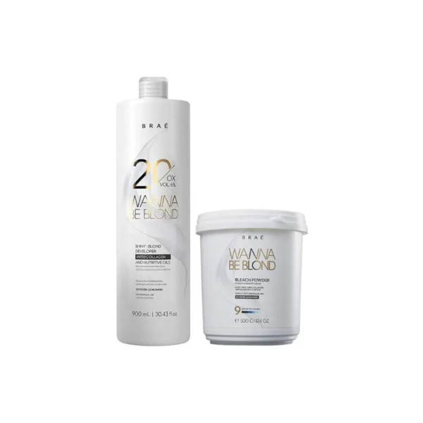 Braé Pó Descolorante 500g + Ox Wanna Be Blond 20 Vol 900ml Tom Sem tom