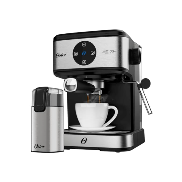 Oster Kit Espresso Oster - Cafeteira Double e Moedor de Café Elétrico Inox - 127V