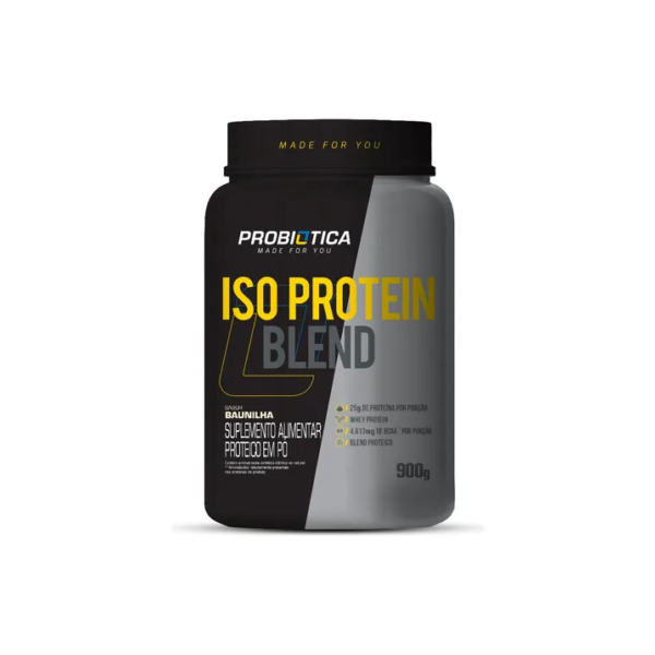 Iso Blend Protein Probiotica Sabor Baunilha Pote 900g Suplemento Academia