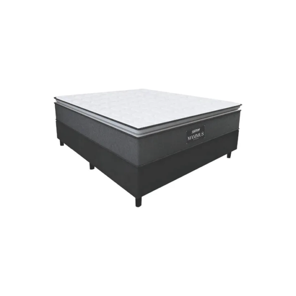 Gazin Cama box Maximus casal 138cm x 188cm cinza e preto