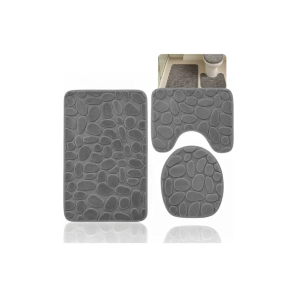 Jogo Tapete De Banheiro Kit 3 Pçs Soft Antiderrapante Lindo