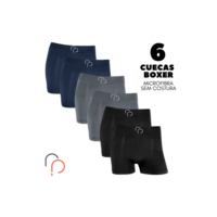 Kit 6 Cuecas Boxer Sem Costura em Microfibra RP