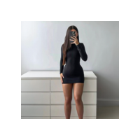 Vestido Feminino Gola Alta Manga Longa Curto Malha Suplex 055