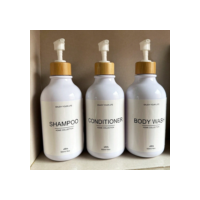 Dispensador de Sabonete de Banheiro Refilável Tipo Prensa Shampoo Gel de Banho Frasco Vazio Rótulos à Prova d'Água