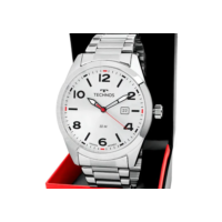 Relógio Technos Masculino Militar Prateado Em Aço Fundo Branco Com Iluminator 2115typ/1k