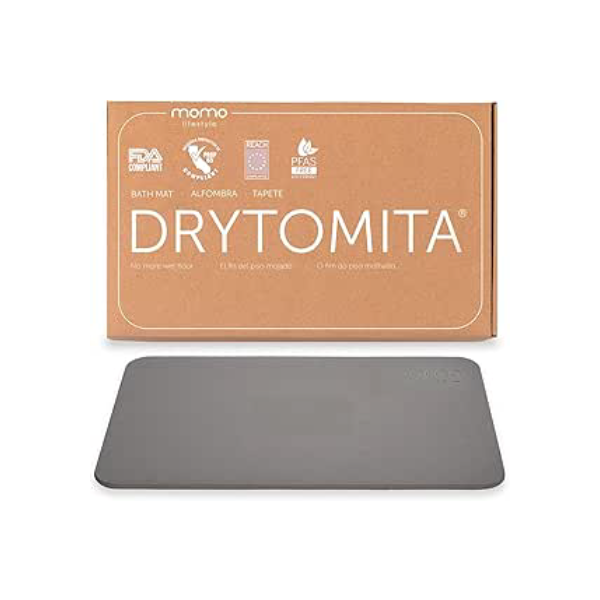 Momo Lifestyle Tapete para Banheiro de Terra Diatomácea Drytomita, Seca Rápido para Saída de Box, Antiderrapante (Cinza Grafite, 60 x 39 cm)