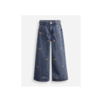 calça wide leg infantil jeans lacinhos azul