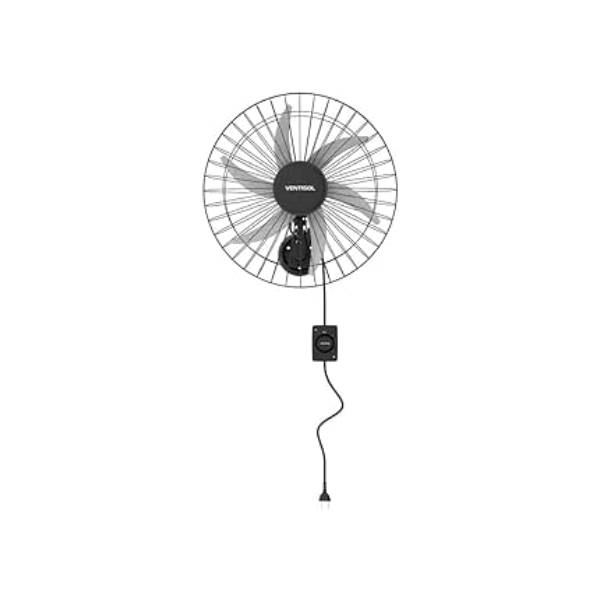 Ventisol Ventilador de Parede Oscilante, Steel, Preto/Prata, 50cm, Bivolt