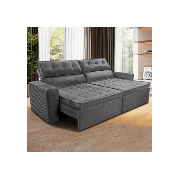 Sofá 4 Lugares Cama inBox Belém Retrátil e Reclinável Revestido em Suede Velusoft - 230cm de largura