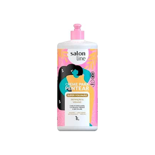 Salon Line, Creme de Pentear, Super Volumão, Definição e Volume, Vegano - Cabelos Cacheados e Crespos, 1 L