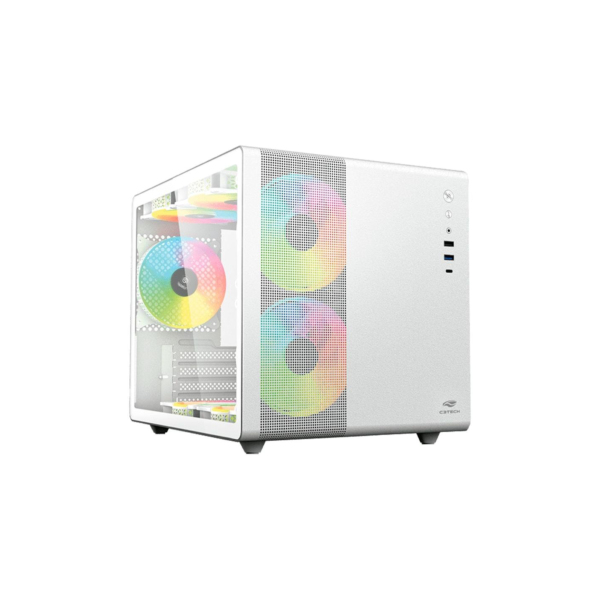 Gabinete Gamer C3Tech Gaming Aquarius MT-G710WH, Mini Tower, Micro ATX, Lateral em Vidro Temperado, Branco - MT-G710WH